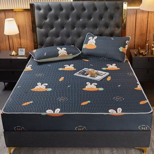 1pcs Latex Fitted Sheet Printing Foldable Cooling Summer Sleeping Mat Queen Size Lovely Mattress Protector Sheet Summer Cool
