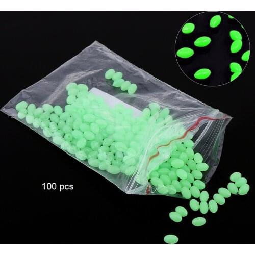 100pcs/lot Durable Oval Soft Luminous Fishing Beads Sea Fishing Lure Floating Float Tackles