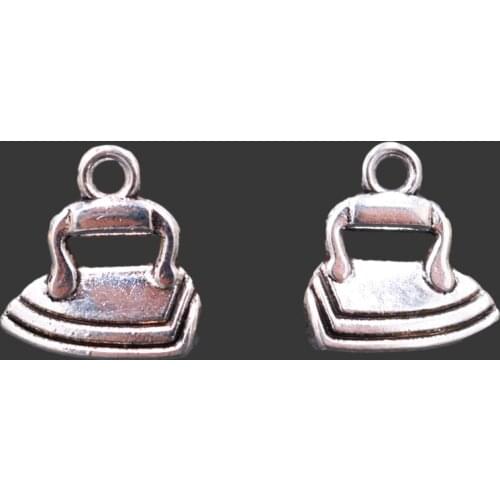 15pcs Silver Color Cute 3D Mothers Steam Iron Pendant Retro Bracelet Earrings Metal Accessories DIY Charms Jewelry Carft Making