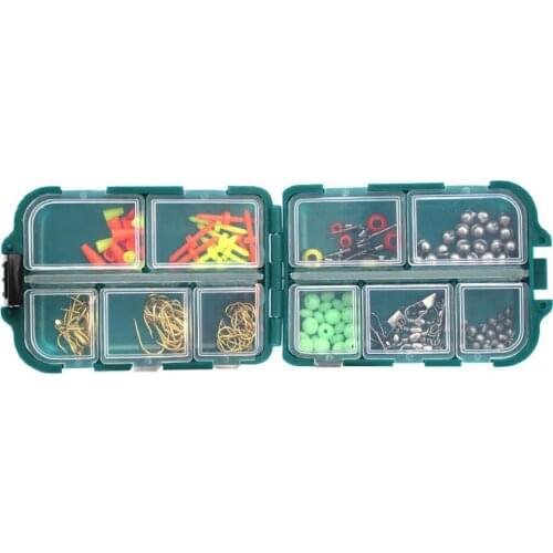 157Pcs/Set Fishing Tackle Kits Including Jig Hooks Space Beans Split Shots Sinker Slides Stopper with Storage Case