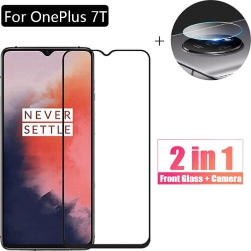 2 in 1 Full Cover Phone Screen Protector Glass for Oneplus 7t Camera Rear Lens Film 15D Protective Tempered Glass on oneplus 7t