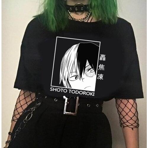 2021 Hot Anime Funny T Shirt Women Men My Hero Academia T-shirt Shoto Todoroki Graphic Tees