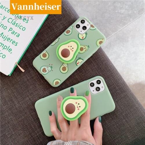 3D Luxury cute cartoon fruit avocado Soft silicone phone case for iphone X XR XS 11 Pro Max 12 MiNi 6S 7 8 plus Holder cover