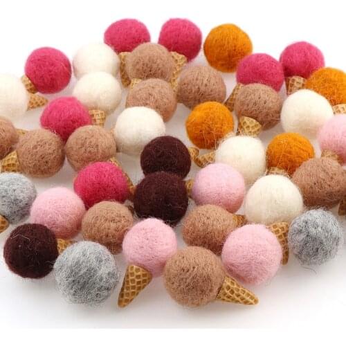 5pcs Mix Color Ice Cream Wool Felt Balls Round Wool Felt Balls Poms For DIY Earrings Jewelry Making Decoration Or Handmade Gifts