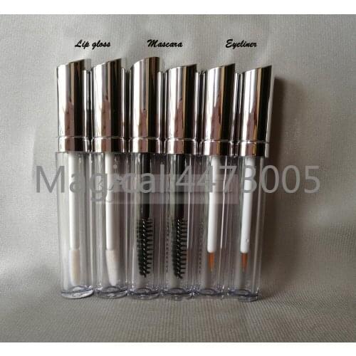 50pcs/lot 5ML New Arrival Plastic Lip Gloss Tube, Empty Clear Mascara Bottle with Sivler Cap, Elegant Acrylic Eyeliner Tube
