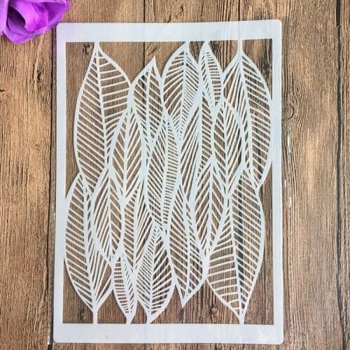 A4 29 *21cm Hollow leaves DIY Stencils Wall Painting Scrapbook Coloring Embossing Album Decorative Paper Card Template, arts