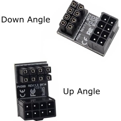 ATX 8Pin Female to 8pin Male 180 Degree Angled Power Adapter for Desktops Graphics Card