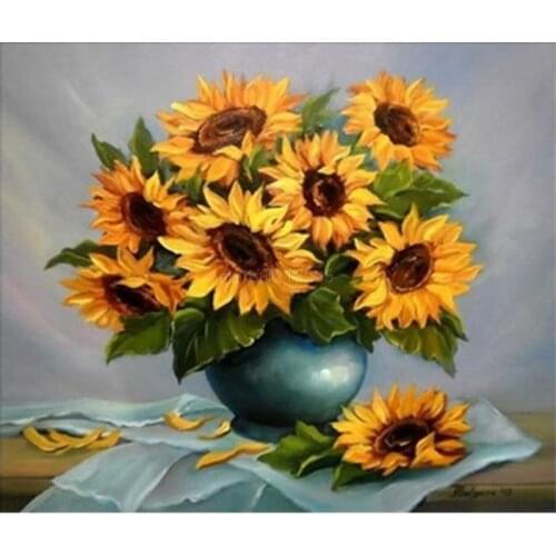 5D Diamond Painting Cross Stitch Sunflower Diamond embroidery decorative Craft Home Decor 30*26cm W215