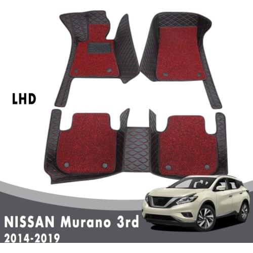 Car Floor Mats Carpets For NISSAN Murano 3rd 2019 2018 2017 2016 2015 2014 Luxury Double Layer Wire Loop Accessories Leather