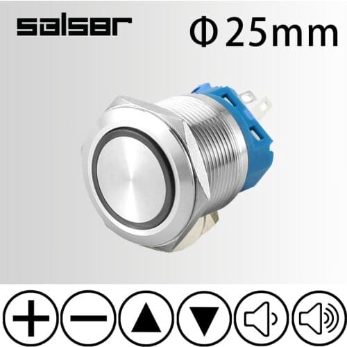 25mm Flat Head ON-OFF Power Supply LED Light DIY Luminous Character Start Stop Fix Reset Customization Metal Push Button Switch
