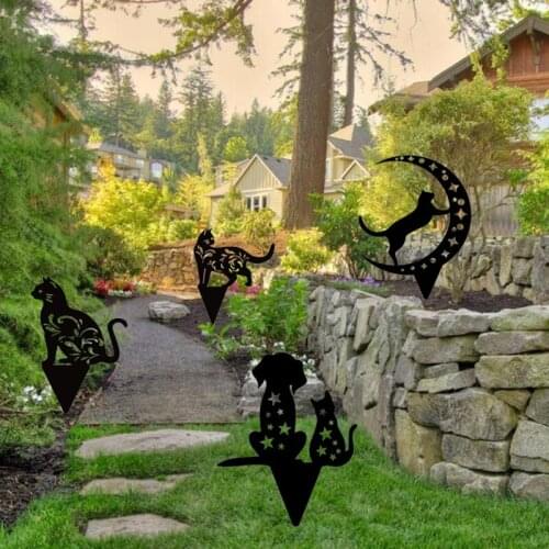 Black Cat Silhouette Stake Yard Art Acrylic Garden Decoration Crafts Ornament for Courtyards Backyards Lawn