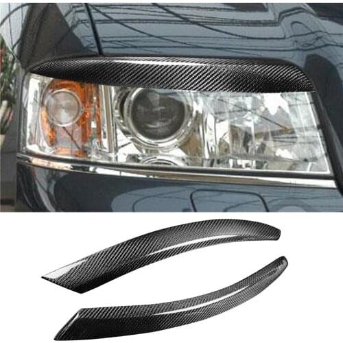 Real Carbon Fiber Front Headlight Eyelids Eyebrow Decoration Trim for Audi A6 C6 4F 2004-2009 Exterior Car Assessoires