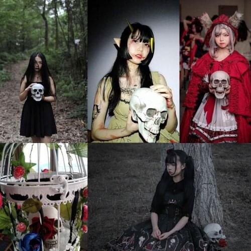 15*16*22cm DIY Artificial Plastic Skull Halloween Decor Bone Head Craft Hanging Home Decorations Festival Party Supplies