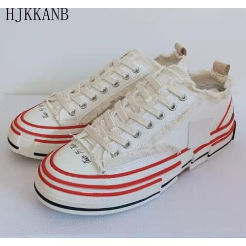 Flat Platform Canvas Sneakers Thick Sole Unisex Increase Heighten Casual Vulcanized Shoes Fashion Mixed Color Couple Shoes 35-44