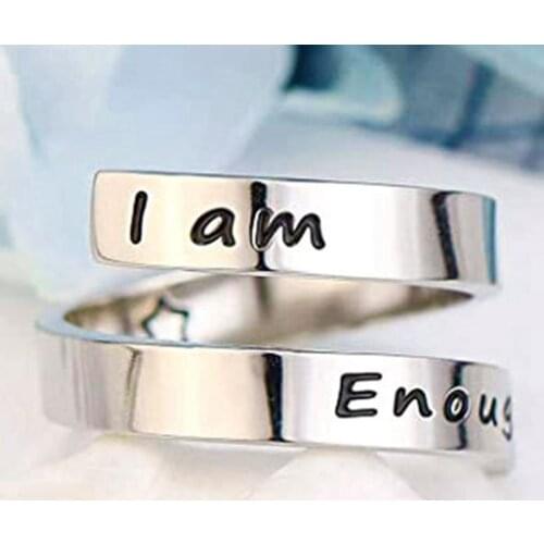 Rings Adjustable Ring I am Enough Awareness Rings Inspirational Daily Reminder Jewelry Strength Gifts