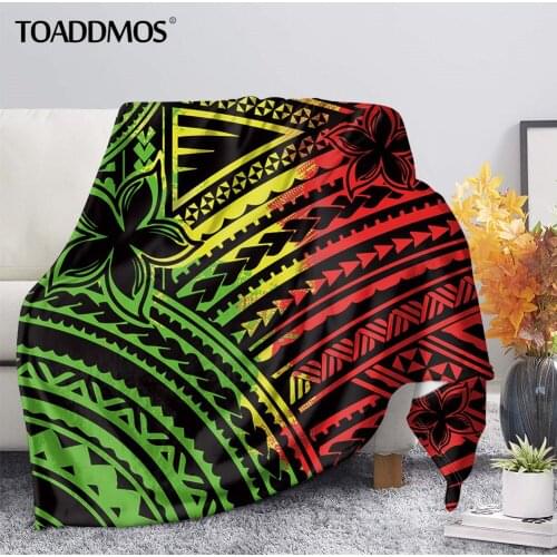 TOADDMOS Polynesian Plumeria Pattern Comfort Fleece Blanket Sofa Nap Warm Blanket Thin Quilt for Kids Adults Home Bedding manta