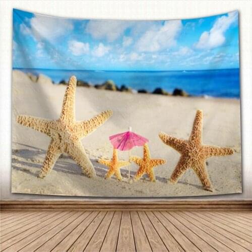 Beautiful Starfish Beach Tapestry Wall Hanging Wall Fabric Tapestry Art Home Decoration Sleeping Pad Wall Carpets Dorm Decor