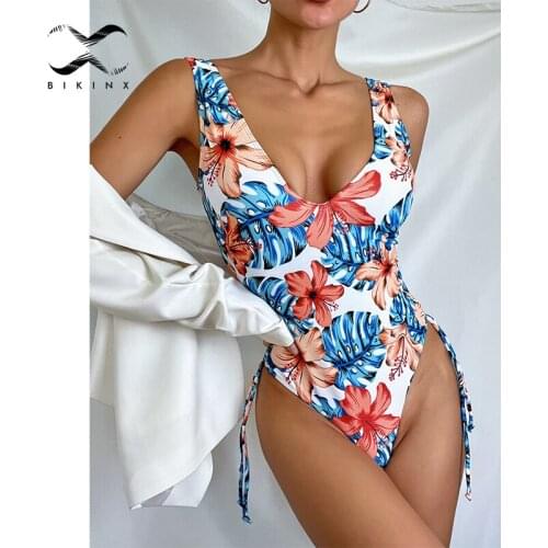 String high cut swimsuit womens swimming suit Floral print one piece suits Sexy swimwear Sports bathing suit Monokini Beachwear