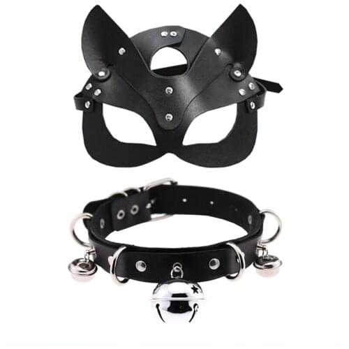Mask and new original cute maid soft girl ringtone collar leather enslaved sexy neck necklace