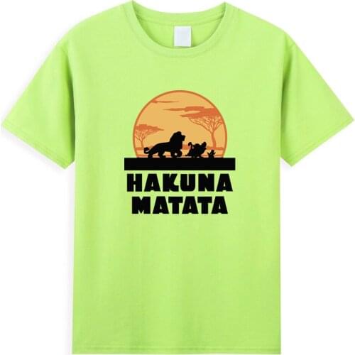 Fashion Disney Movie T Shirts The Lion King Simba T-Shirts Men Hakuna Matata Printed T Shirt Mens Street Cartoon Graphic T-Shirt