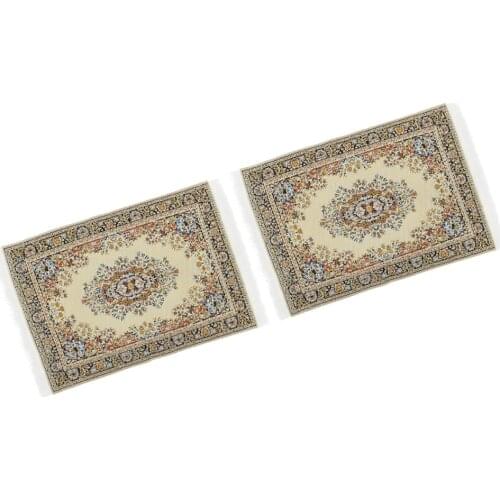 Set 2 Dollhouse Scene Decor,1/12 Dollhouse Miniature Carpet Rug Doll House Floor Furniture Accessories