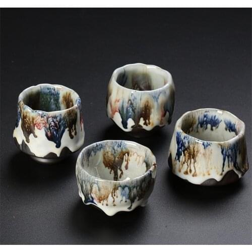 Kiln Baked Large Tianmu Jianzhan Firewood Ru Kiln Ceramic Kung Fu Tea Set Single Cup Coarse Pottery Master Cup Single Cup Gift