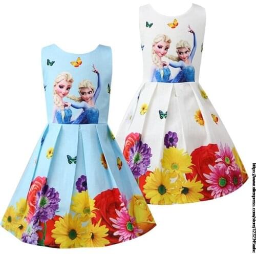 Disney Frozen Elsa Dress 3-7 Years Girls Party Princess Dress Fashion Cartoon Kids Vestidos Children Party Dress Girls Clothes
