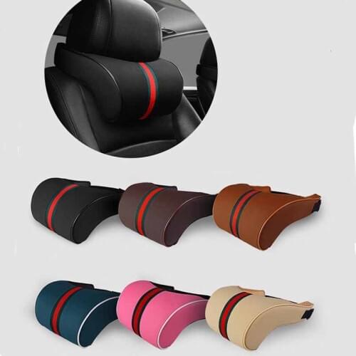 PU Leather Car Headrest Neck Pillow Waist Support Sets Sport Memory Cotoon Auto Seat Head Rest Lumbar Cushion Accessories