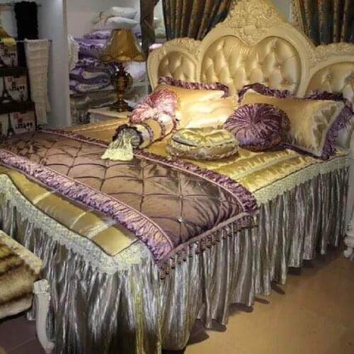 10Pcs Gold Bed Skirt For Children Bedding Set Luxury Duvet Cover Bedspread On The Bedroom Sheet Cushion Cover