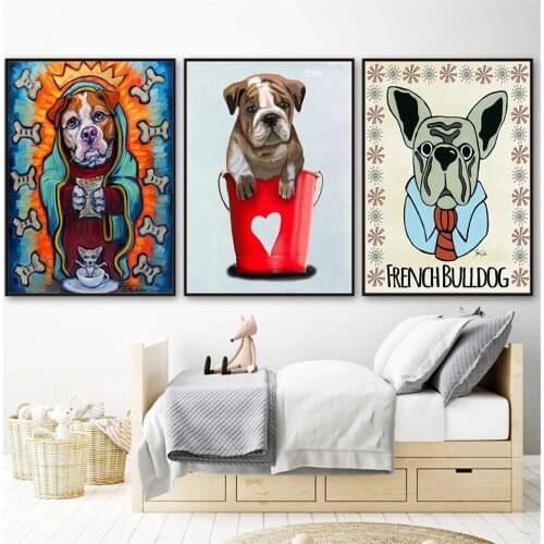 HD Print Poster Canvas Cute Dog Painting Abstract Wall Art Retro Nordic Style Kids Room Home Decor