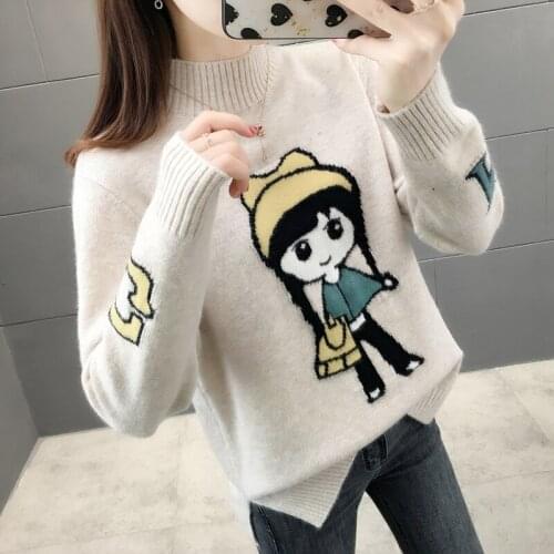 Zone m 50] 4381 actual shooting of little girl jacquard half high collar knitting Pullover 42