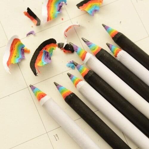 Rainbow Pencils Premium Quality Black And White Wood Set School Office Stationery Wood Pencils Kids Gift Creative Mind #w5