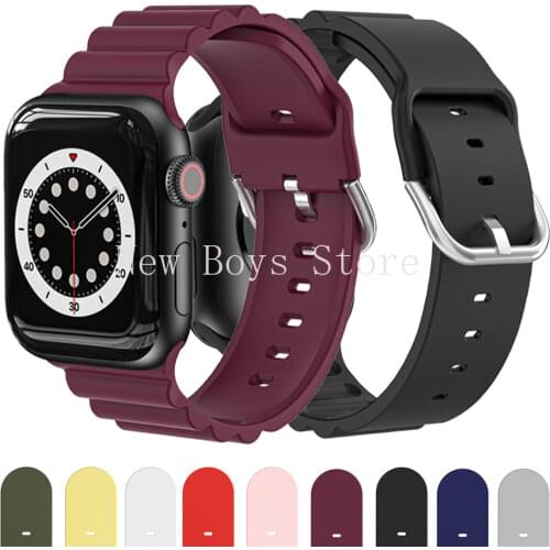 Silicone Solo Loop Bracelet For Apple Watch 5 SE Band 40mm 44mm Band Sport Strap For Iwatch 6 5 4 3 38mm 42mm Rubber Watchband