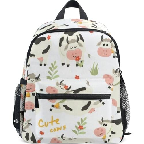 2021 New Kids Backpack Fashion Cute Cows School Bags Children Anti-Lost Small Back Pack Schoolbag Waterproof Shoulder Backpack