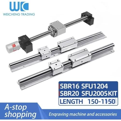 SFU1204/2005 length 150-1150mm+SBR16/20 linear guide + BKBF10/15 EKEF10/15 FKFF10/15 support seat + DSG12/20H+ SBR16/20UUslider