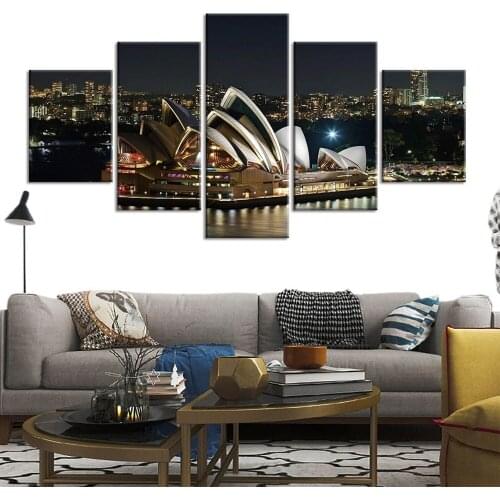 Modern Sydney Opera House Building Night Poster Print Canvas Painting Pictures Wall Art Home Decor Wall Art