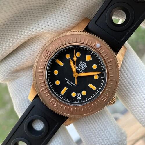 Steeldive Cusn8 Bronze Case 300m Waterproof Ceramic Bezel Insert Tuna NH35 Automatic Movement Dive Watch