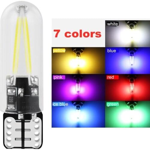 W5W 194 T10 Glass Housing Cob LED Car Bulb Wedge License Plate Lamp Dome Indicator Reading Light