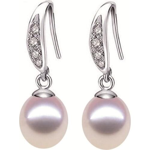 2017 Fashion Pearl Earrings Pearl For Women Water Drop Freshwater Pearl Silver Zircon Earrings Earrings Wedding Jewelry