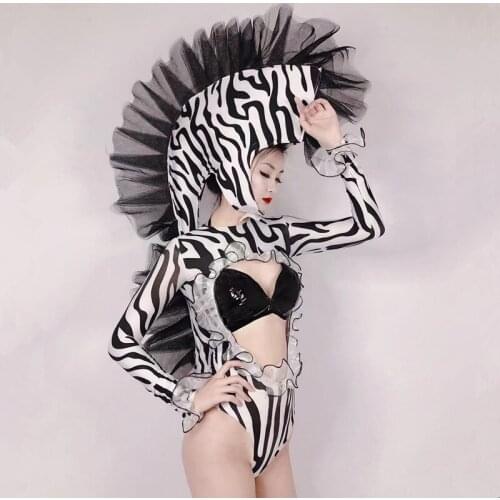 Women Zebra Cosplay Costume Bar Nightclub Stage Performance Animal Role Playing Outfits Dancer Team Show Sexy Clothes