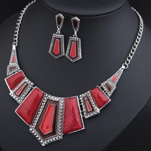 Vintage Bohemian Statement Necklaces Set For Women Retro Boho Enamel Choker Necklace Female Jewelry Wedding Party Gift