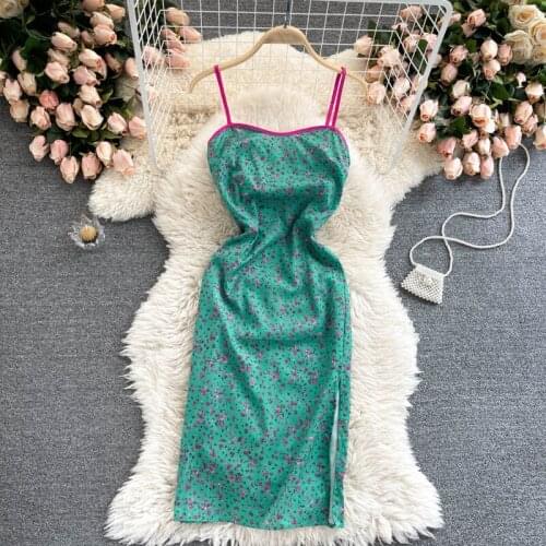 Summer new split woman dress One word collar temperament sexy Korean retro dresses for women 2021