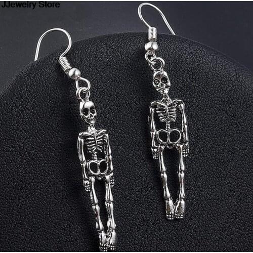 1 Pair Vintage Halloween Skeleton Skull Dangle Earrings For Women Jewelry Party Gifts Aretes De Mujer Modernos