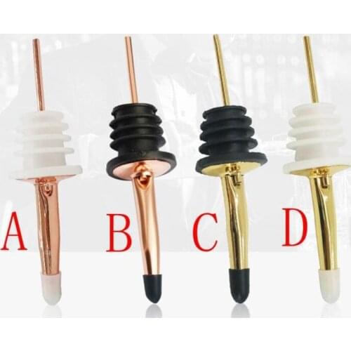 100pcs/lot Stainless steel Rose Gold wine Olive Oil Pourer Dispenser Spout Glass Bottle Pourer Red Wine bottle stopper plug