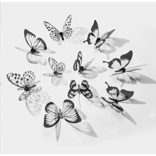 18pcs 3D Butterfly Wall Sticker Simulation Butterfly Sticker Decal for Garden Home Living Room Decor Wedding Decoration Office