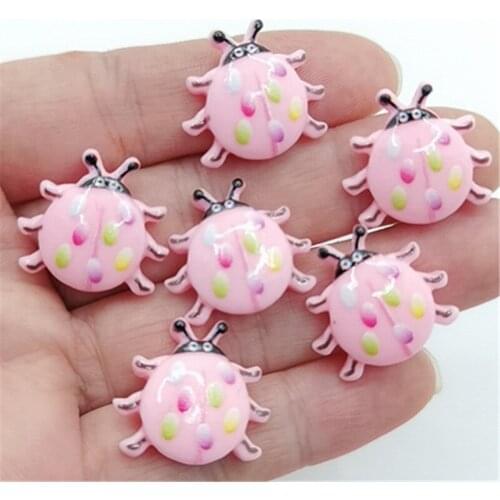 30pcs 20*21mm mix resin Cute Colorful beetle Flat back rhinestone appliques DIY Wedding scrapbook craft