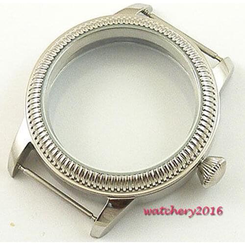 44mm vintage hardened mineral glass watchcase Newest HOT stainless steel CASE fit 6498 6497 eat movement High quality