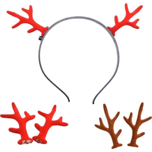 5 Pairs Red/brown Simulation Antlers DIY Handmade Cute Headband Headdress Accessories Material Christmas Party Decor Photo Props