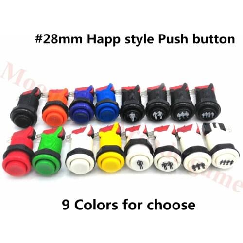 9 Colors Orange Purple Push Button Happ American Style With Micro Switch for All Kinds Multi Arcade MAME Raspberry pi Jamma Game