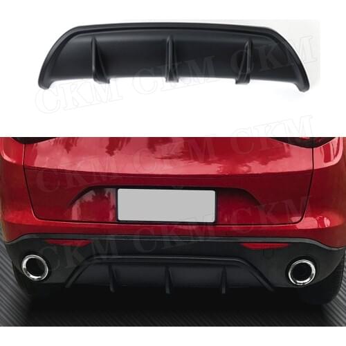 Rear Bumper Lip Diffuser For Alfa Romeo Stelvio 2017 -2019 Carbon Fiber/ABS Fins Shark Style Rear Hugger Plate Fender Cover
